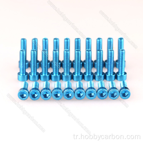 M3x10mm 7075 Alüminyum Alaşımlı Altıgen Başlıklı Vida